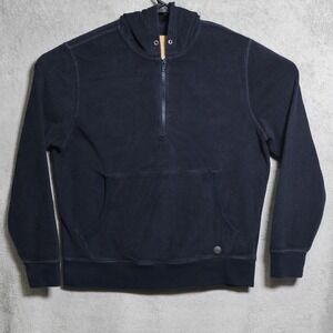 Outerknown Hoodie Mens XL Black Quarter Zip Fleece Terry Pullover Sweatshirt